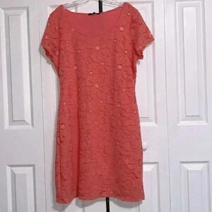 Tiana B dusty peach floral lace dress size LARGE